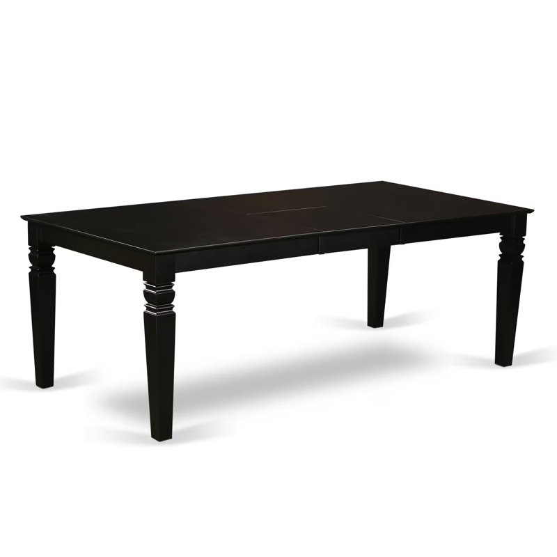 9 Piece Dining Room Table Set Includes a Rectangle Kitchen Table with Butterfly Leaf and 8 Linen Fabric Dining Chairs, Black