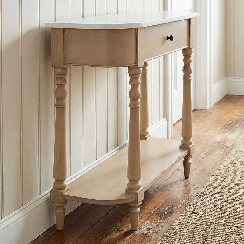Table de canapé étroite en bois massif - Console d'entrée élégante avec tiroir et tablette pour le salon, le couloir et les petits espaces
