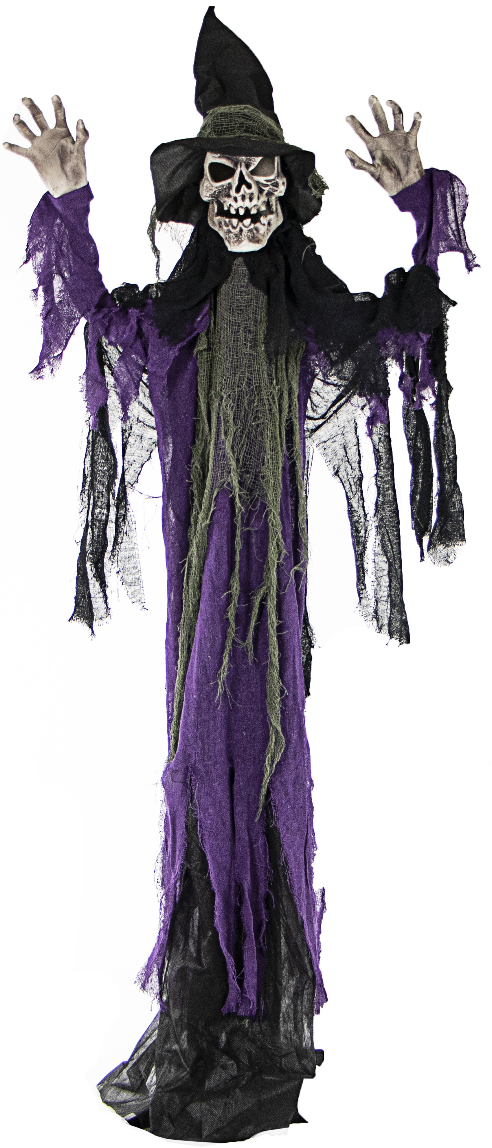 Haunted Hill Farm LifeSize Poseable Skeleton Witch with Multicolor
