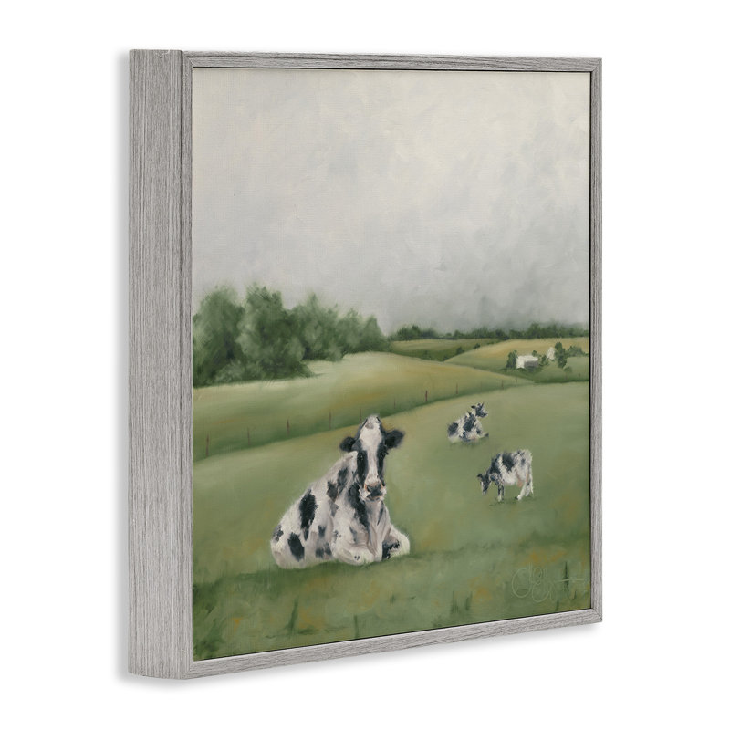 Vaches laitières broutant - peinture sur toile, H 12 po x l 12 po, Estampe numérique Farmhouse