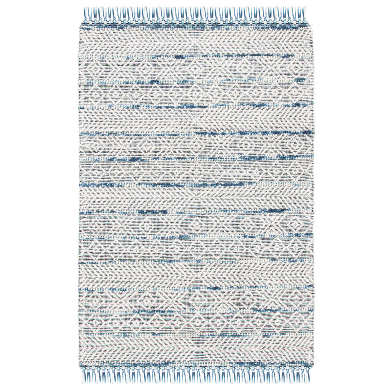 Tapis Natura 876 ivoire / bleu, Tapis de couloir 2 pi 3 po x 8 pi