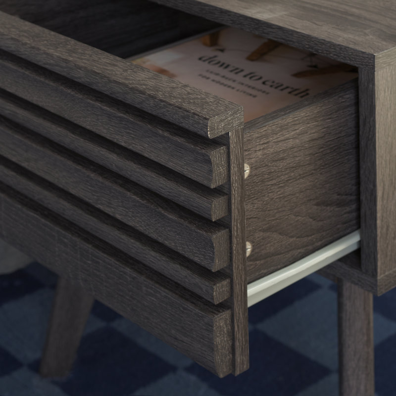 Kunio 17.72'' W Nightstand, Distressed Black