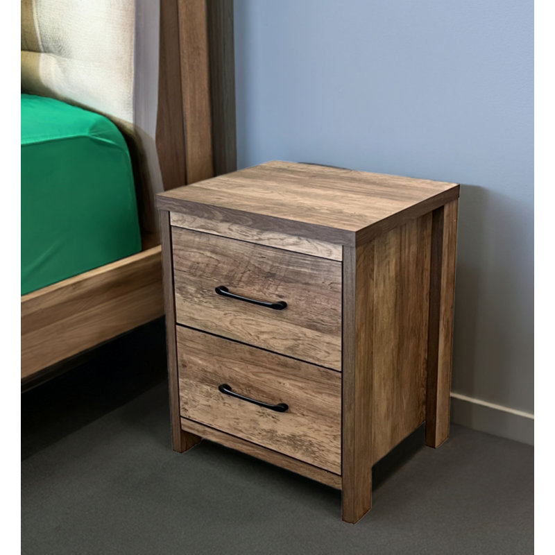 Table de chevet 2 tiroirs Selena Slide Logic, Brun