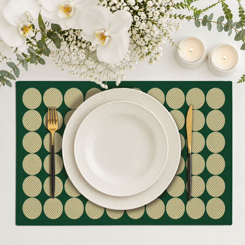Rectangle Polyester Dining Table Placemat, Green