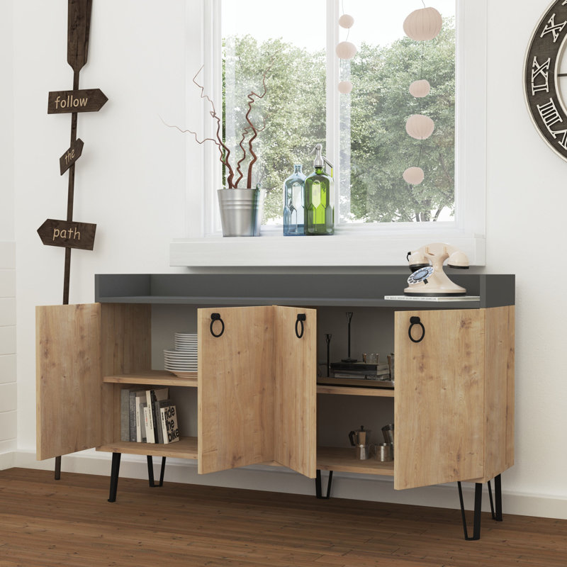 Buffet de 55,12 po de largeur Brompton, Chêne / anthracite