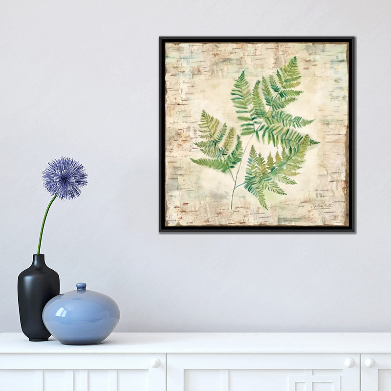 «Birch Bark Ferns I», impression sur toile, H 18 po x l 18 po x P 1,5 po, Toile tendue, Pas de tapis