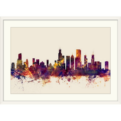 «Fancy Chicago Illinois Skyline» par Michael Tompsett - reproduction d'art