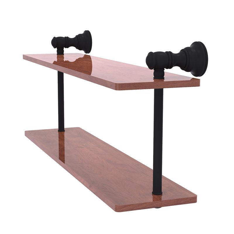 Freyja 2 Piece Ironwood Tiered Shelf with Towel Bar, 5.6" H x 16" W x 9.2" D, Matte Black