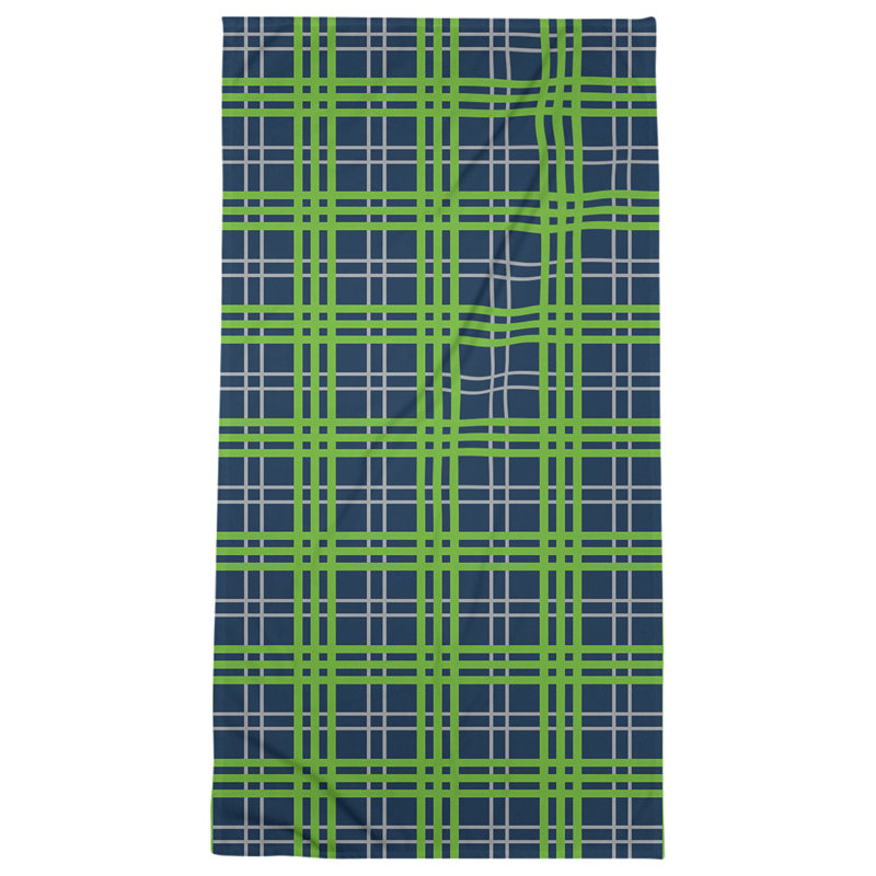 Serviette de plage de luxe Seattle football, Mélange polyester-coton, Bleu marine collège / gris loup / vert action