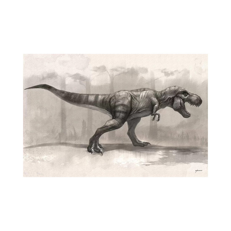 T-Rex Drawing by Steve Goad - Wrapped Canvas Painting, 30.48 cm H x 45.72 cm W