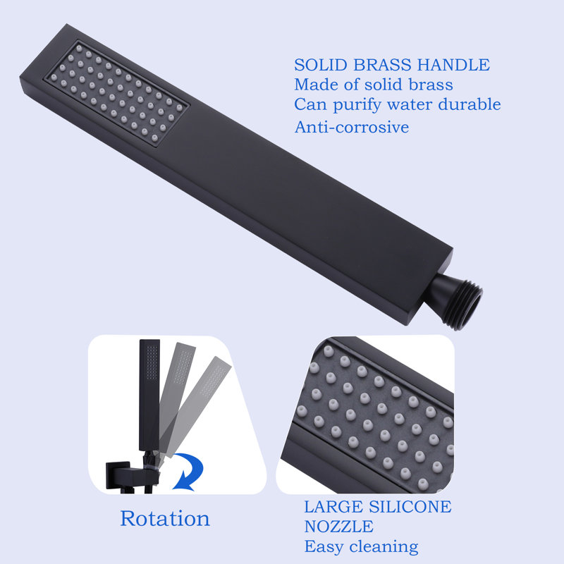 8-Inch Matte Black Multi-Head Rain Shower System with Filter