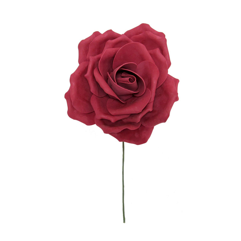 Grande tige rose en mousse, Bourgogne, H 12 po x l 12 po x p 6 po