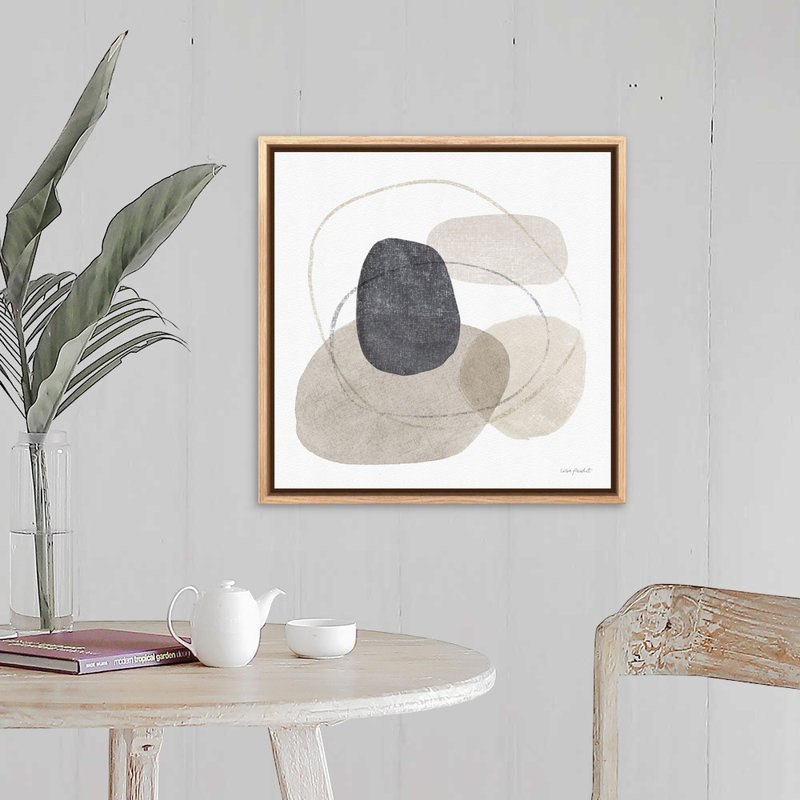 «Think Neutral 10» par Lisa Audit - Peinture sur toile, Toile naturelle avec cadre flottant, H 21,25 po x l 21,25 po, Naturel