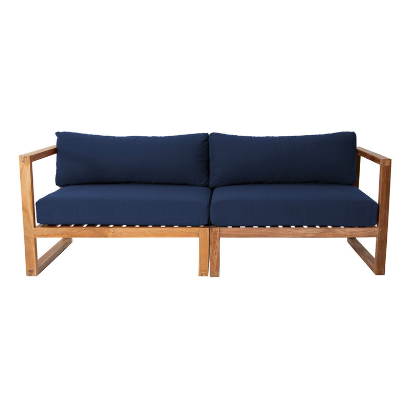 Jalyric 84'' Teak Outdoor Sofa, Navy