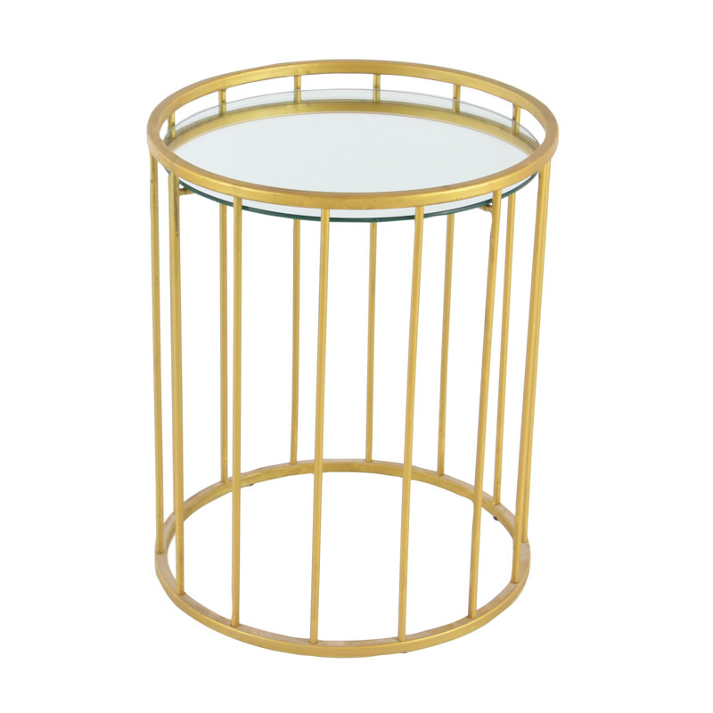 Sleek Gold Metal & Mirrored Glass Round Nesting Tables - Set of 3