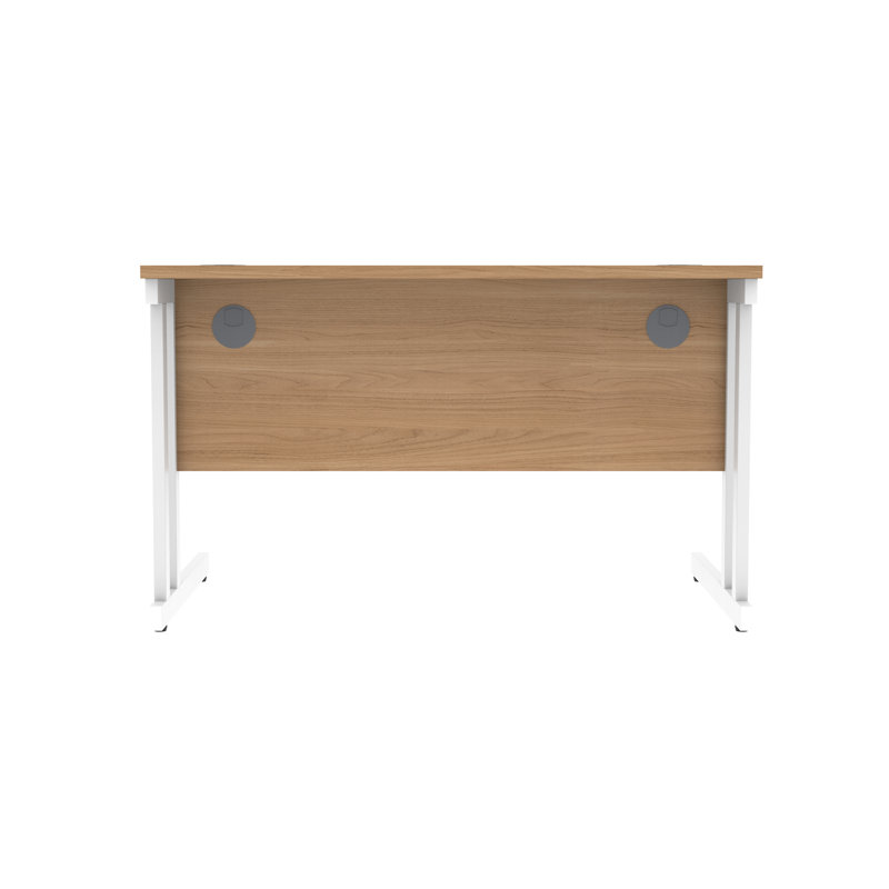 Kelson Metal Base Writing Desk, White, Beech, 73cm H x 120cm W x 80cm D