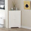 Armoire de plancher au sol avec 2 portes et tablettes réglables, armoire de rangement étroite autoportante, armoire de rangement en coin