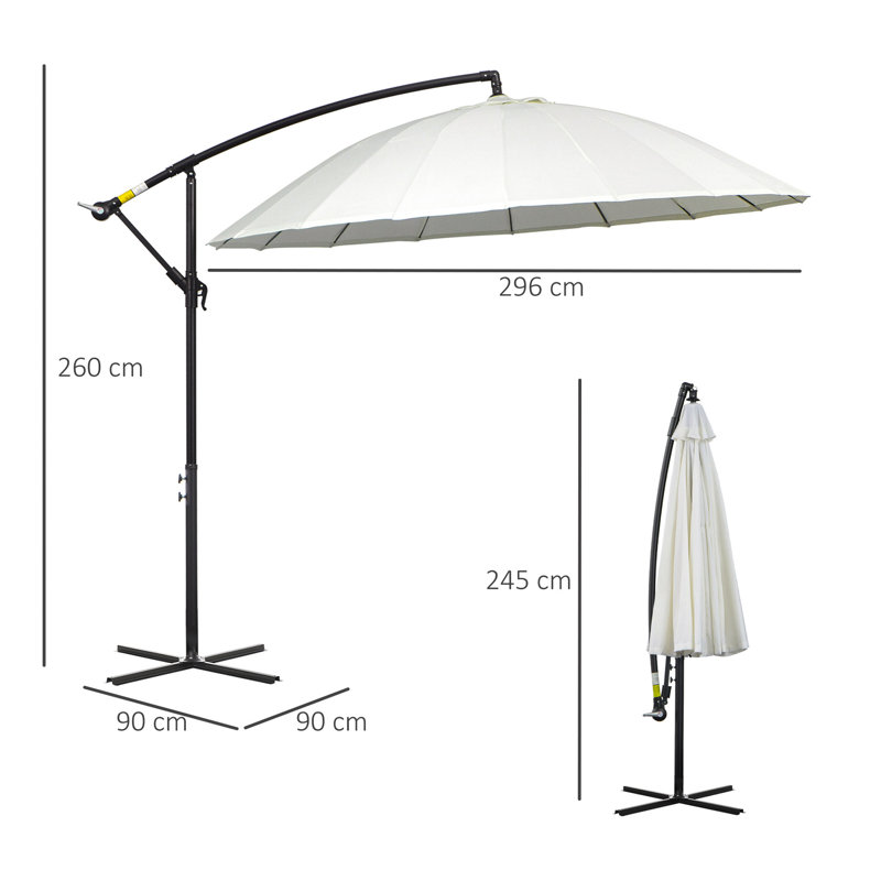 Brunk 296cm Cantilever Parasol, White