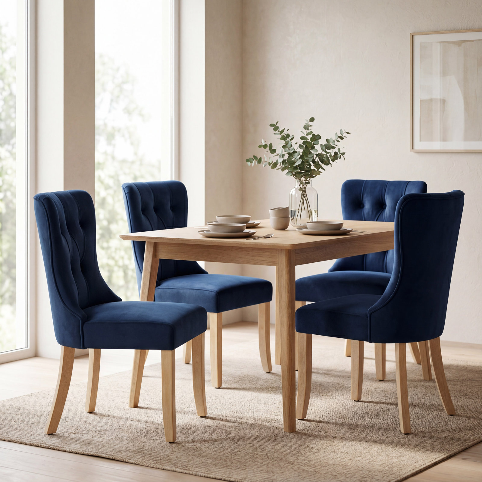 Robbie Dining Chair, Navy Blue Velvet