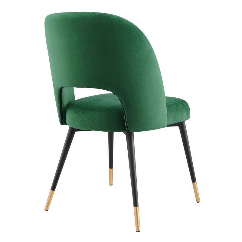 Emerald Velvet Upholstered Side Chair with Metal Legs