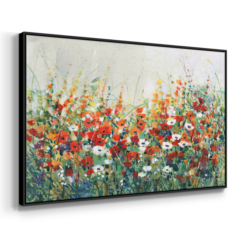 Jardin en fleurs II, H 17 po x l 25 po x P 2 po, Toile encadrée noire