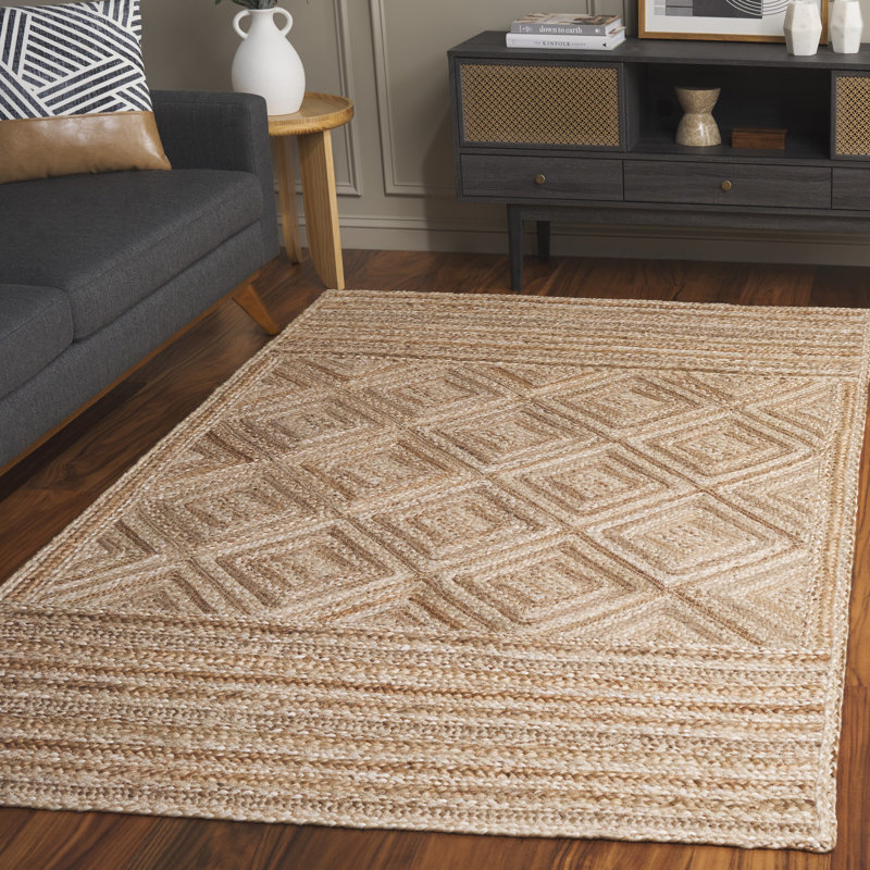 Brambory Natural Fiber Hand Woven Jute Oriental Rug, Rectangle 5' x 8'