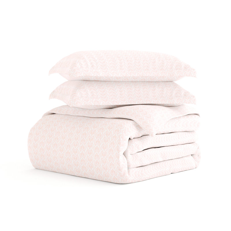 Twin XL Pink Paisley Microfiber Duvet Cover Set