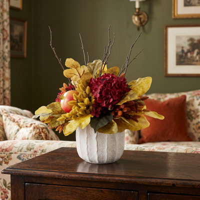 Fall Arrangement in Decorative Ceramic Vase