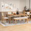 Ensemble de table de salle à manger extensible en bois 6 pièces avec rallonge, chaises rembourrées et banc Rustic-575566204