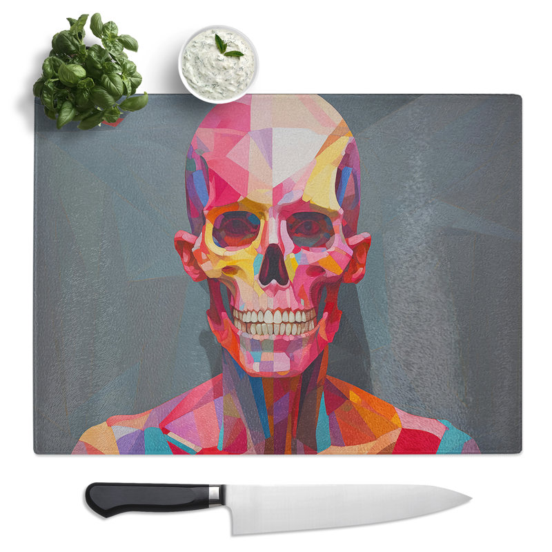 Skeleton Geometric  Glass Chopping Board