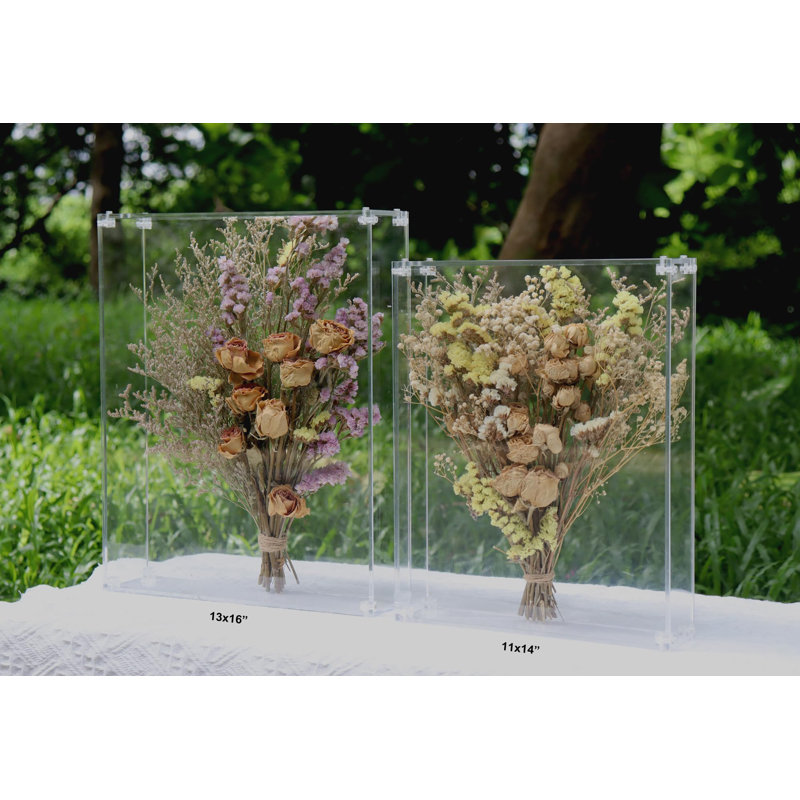13X16 Acrylic Shadow Box, Assemble Display Case, DIY Tabletop/Wall Mount Display Frame, All Clear Memory Box For Dried Flowers/Kids Room/Birthday/Wedding/Party(13X16x3”, Assemble Frame)