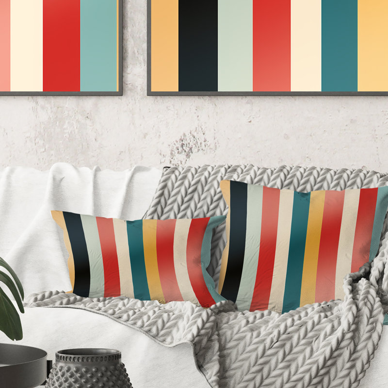 Motif de rayures pastel Midcentury, H 16 po x l 16 po