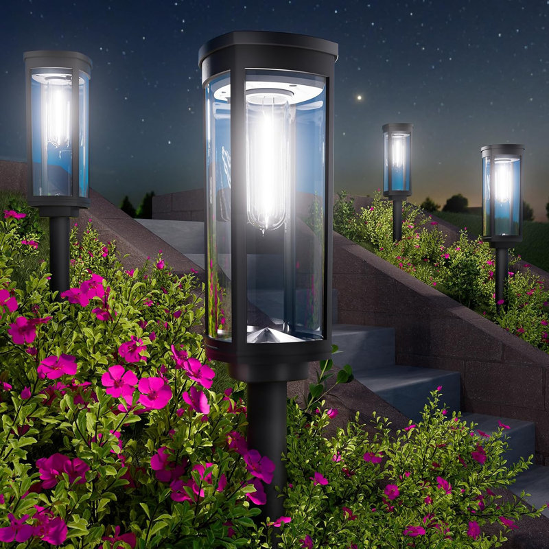 Éclairage de sentier solaire super lumineux pour l'extérieur, lumières de jardin à énergie solaire imperméables IP65, lumière d'extérieur marche / arrêt automatique, paquet de 8