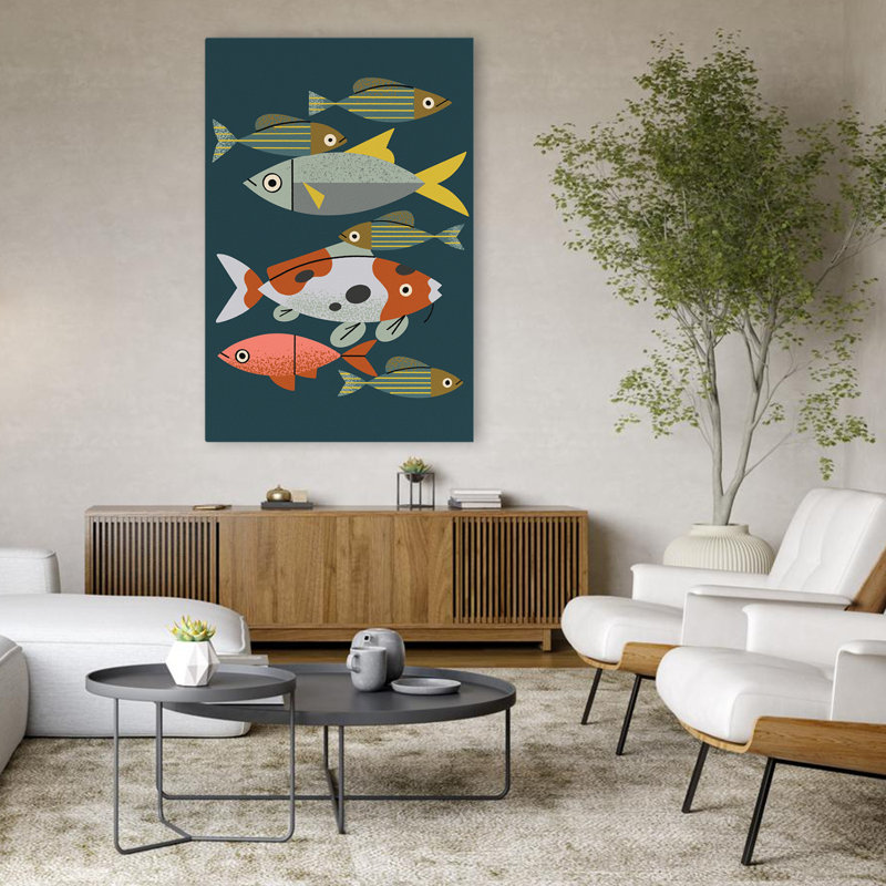 Pond Fishes - Animals Wildlife Fish Patterns Art, 48" H x 32" W