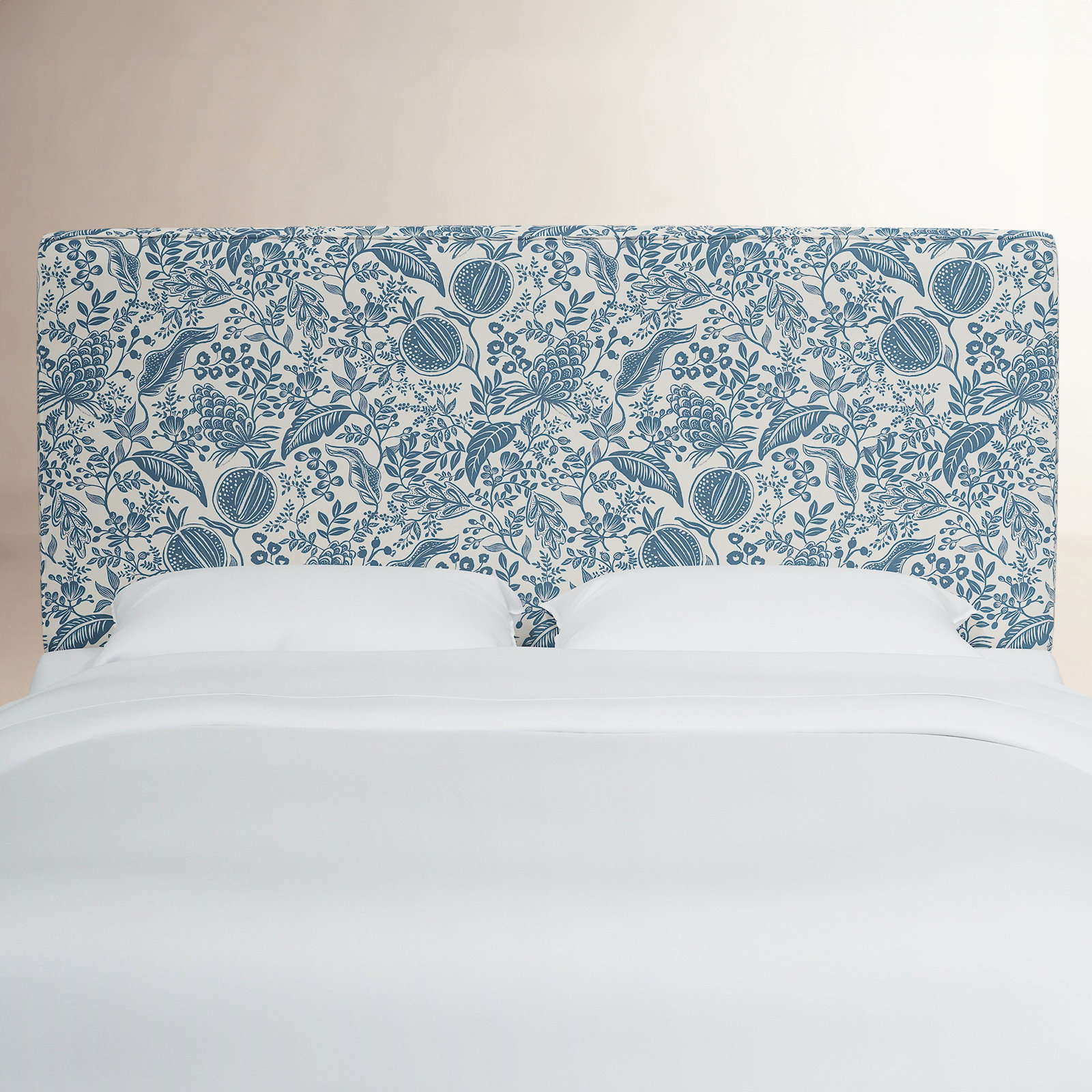 Rifle Paper Co. x Cloth & Company Elly Headboard, King, Rpc Pomegranate Blue Linen