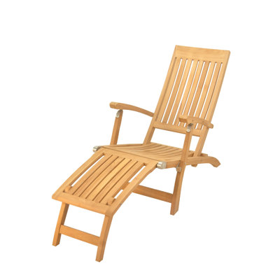 Makowski Grade-A Multi Position Steamer Reclining Teak Chaise Lounge by Highland Dunes