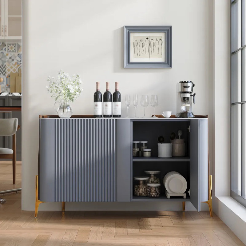 Buffet avec crédence 57 po Modern Luxury Luxury, Gris