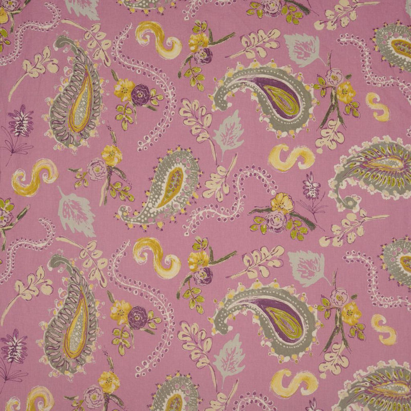Allure Floral Fabric, Pink/Gray/Yellow