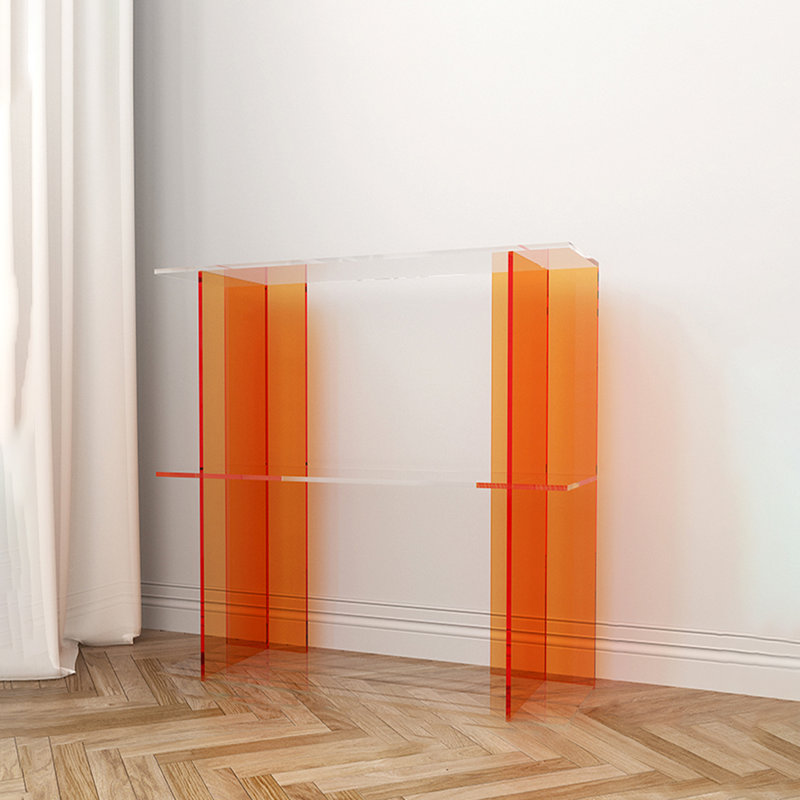Simple vitrine en acrylique, (2 tablettes) H 27,56 po x l 31,5 po x P 9,84 po, Orange