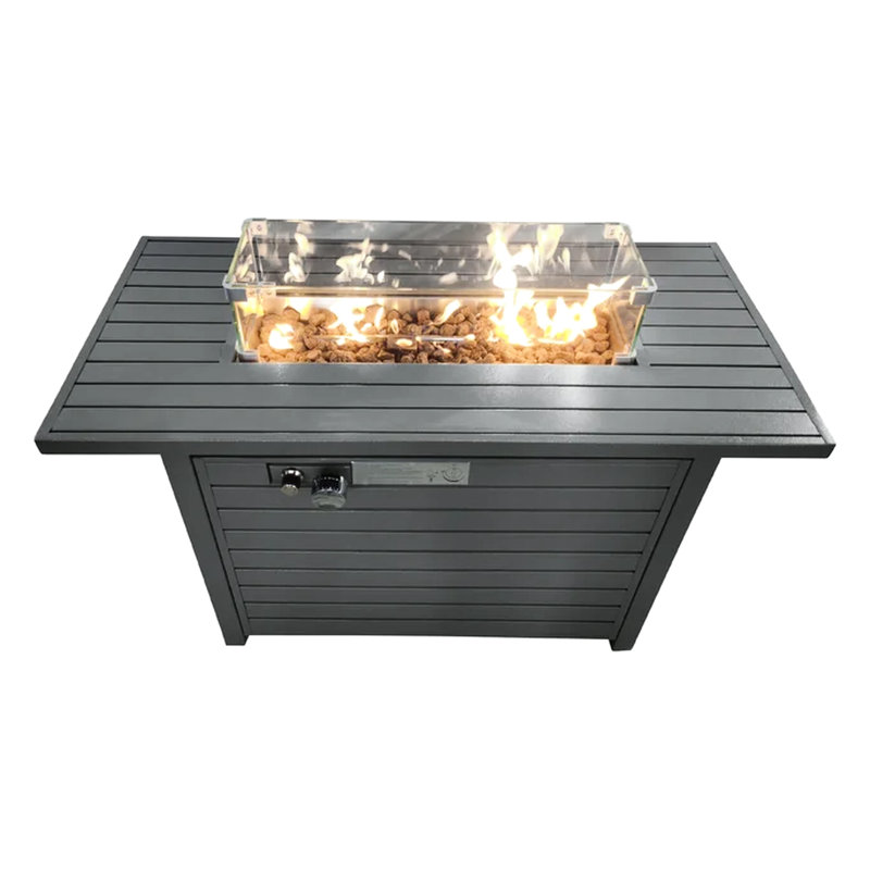 42"X25" Propane Fire Pit Table With Lid - Steel Construction, Heat-, Outdoor Relax Hub Steel, Powered, Leisure Spot
