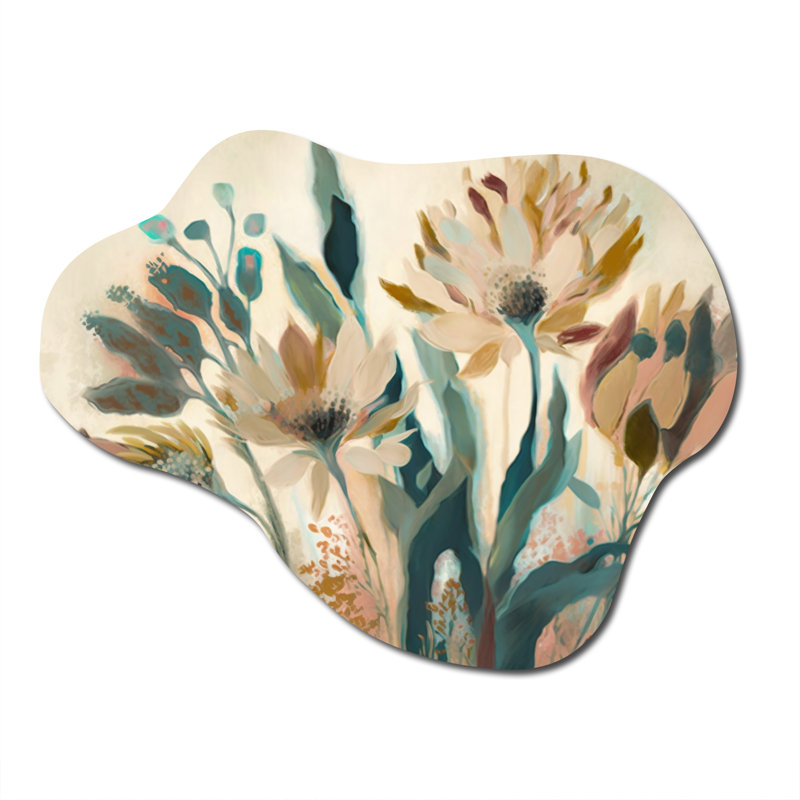 Chamond - Art mural métallique asymétrique en forme de nuage floral, H 25 po x l 28 po