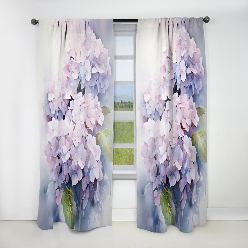 Hydrangea mauve Graceful Whispers - rideau hydrangea - rideau obscurcissant à motif floral - 1 panneaux, L 52 po x L 63 po