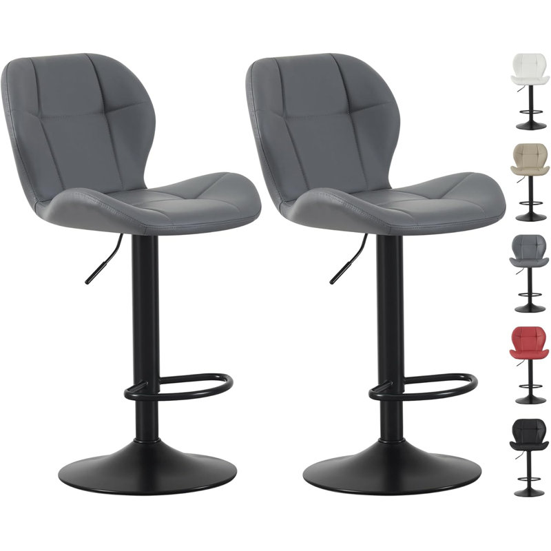 Adjustable Height Counter Stool with Metal Frame, Grey