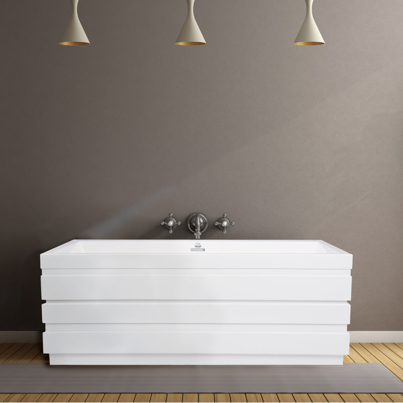 Manhattan 64'' L Air Bathtub, Glossy White, Satin Nickel