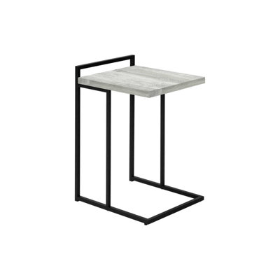 Accent Table, C-Shaped, End, Side, Snack, Living Room, Bedroom, Grey Laminate, Black Metal, Contemporary, Modern