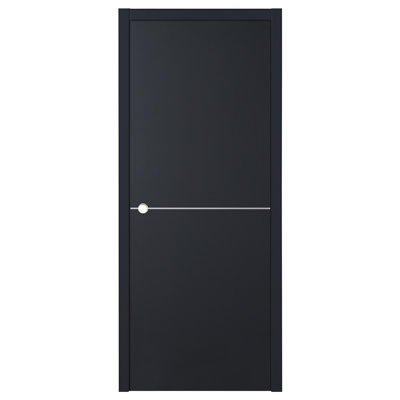 Glam G-Pro 007 Knocked Down Soft Black Laminated Modern Interior Door 18in x 80in