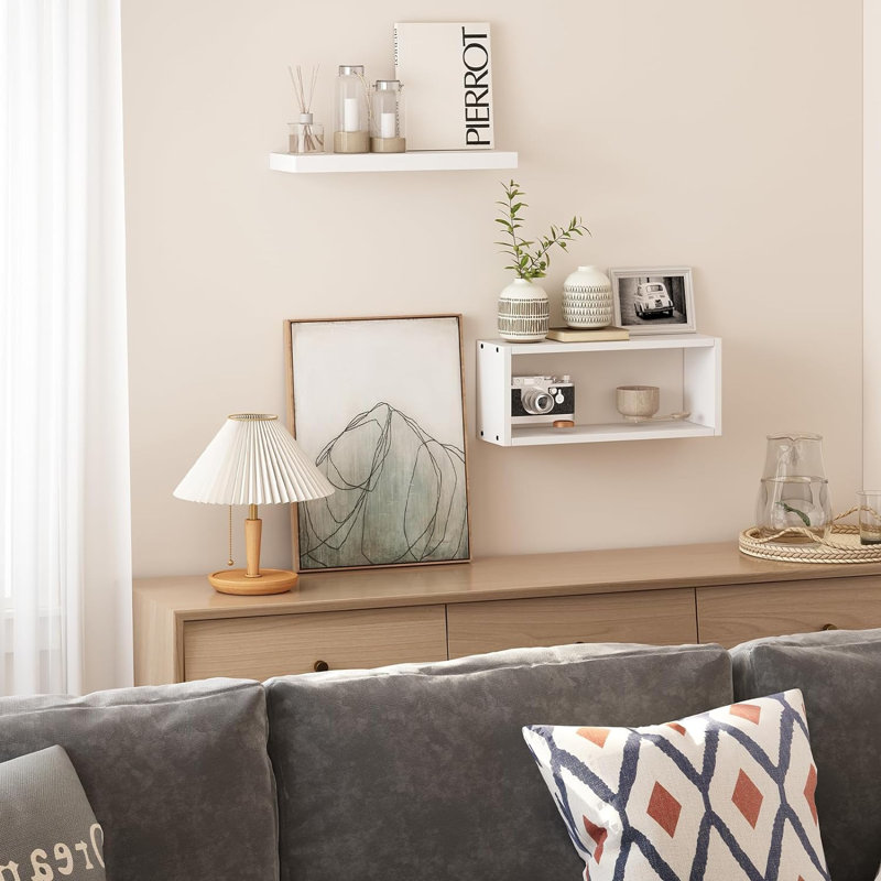 Adithri 2 Piece Floating Shelf, White