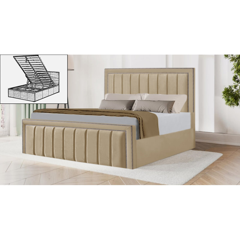 Luciana Upholstered Ottoman Storage Bed, Mink, Single (3')