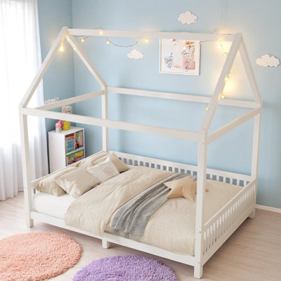 Wood Platform Bed With House Canopy Frame And LED Light by Isabelle & Max