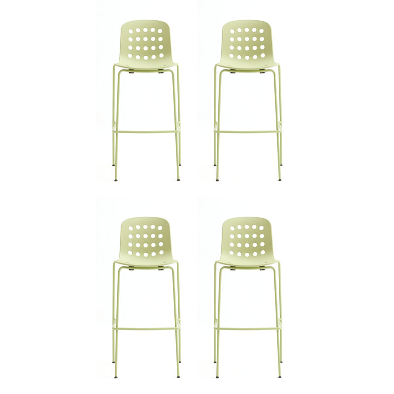 Holi Perforated Bar Stool (Set of 4), Olive Green